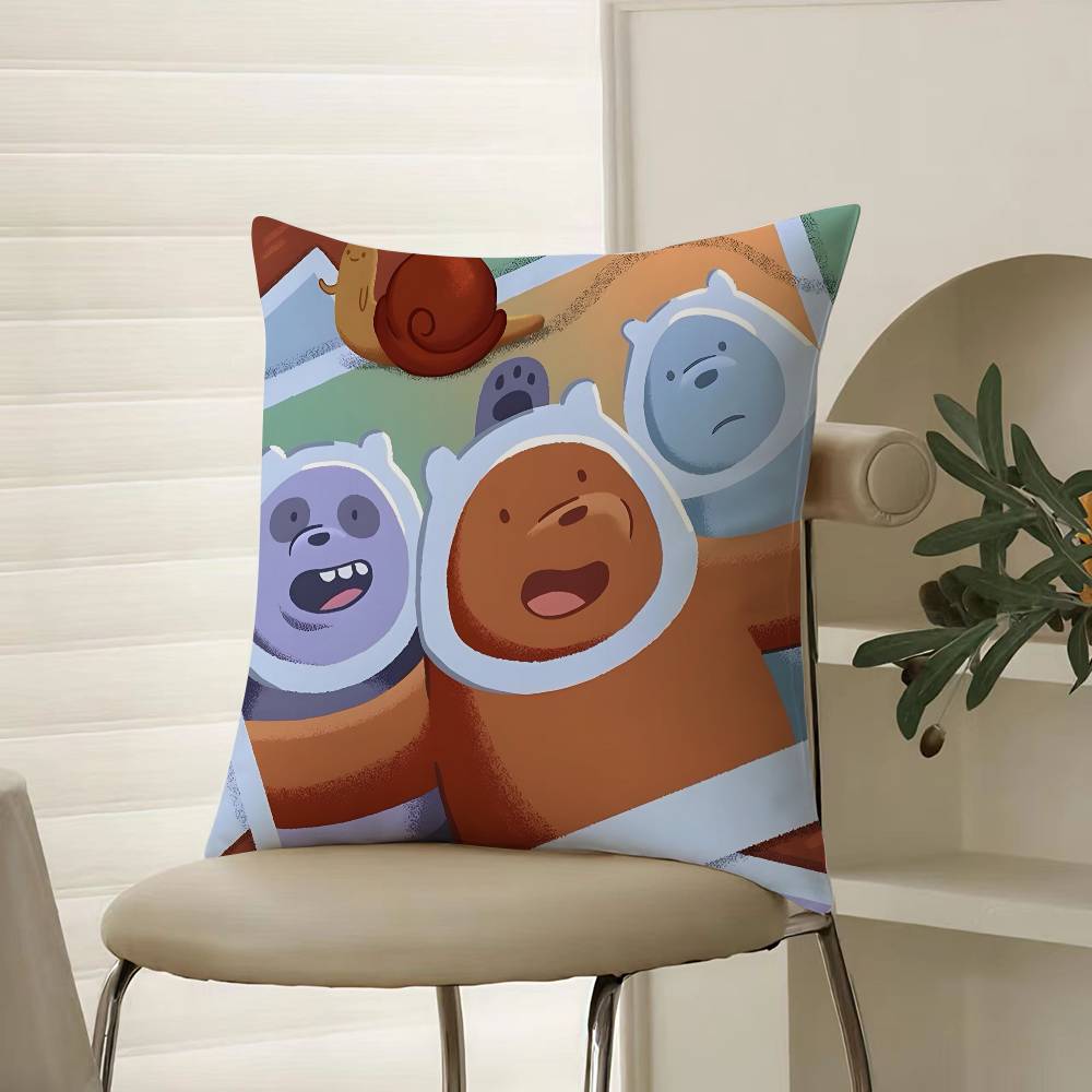 Cute Cartoon W-We Bare Bears-Children Pillow Case Comfort Sofa Bed Silky Elegant Invisible Zipper Decorative Cushion Cover