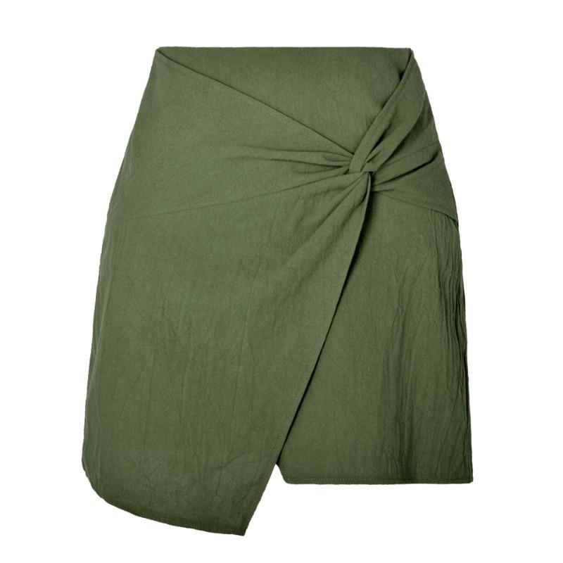High-waisted Twisted Short Skirt New Solid Color Zipper Irregular Skirt for Summer