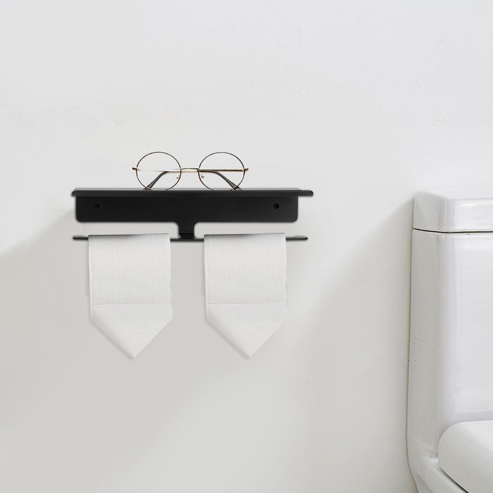 

Space Aluminum Wall Mounted Bathroom Double Roll Holder Paper Rack Tissue Holder Organizer