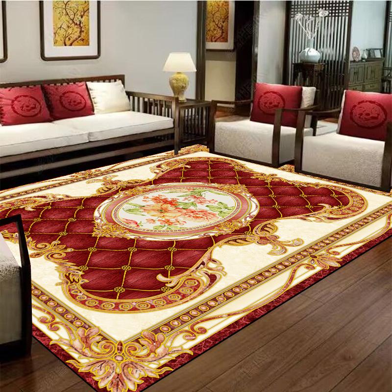 European Red Luxury Carpet Large Living Room Decoration Home Rugs Soft Comfortable Lounge Rug Anti Slip Washable Bedroom Mat