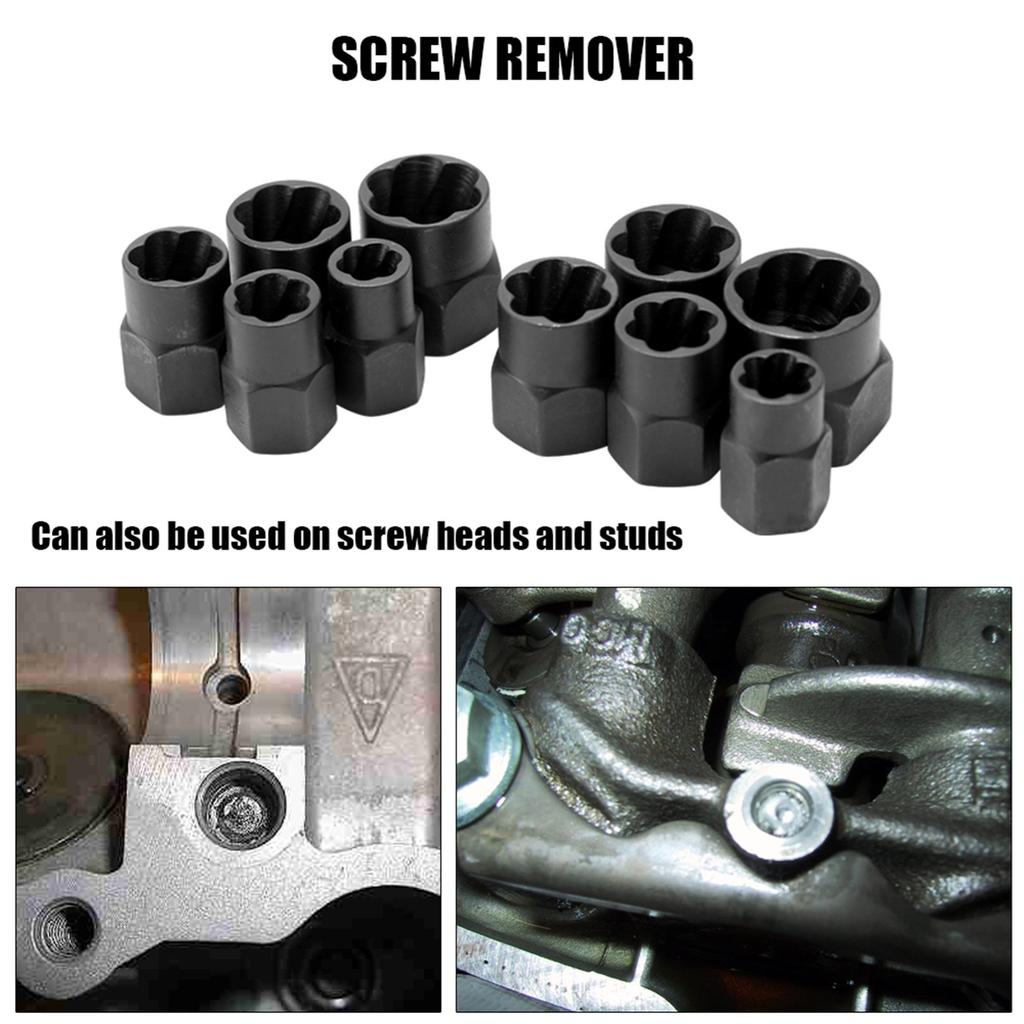 10pcs Damaged Bolt Nut Screw Remover Tool Kit Damaged Bolt Removal Set Damaged Bolt Nut Screw Removal Socket