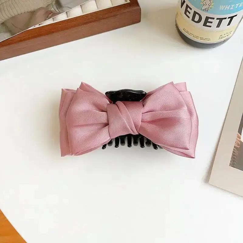 Tie Grab Shark Clip Curly Hair Clip Back Head Headdress Hair Accessories Grab Clip Cute Fashion Women Creative Double-sided Bow