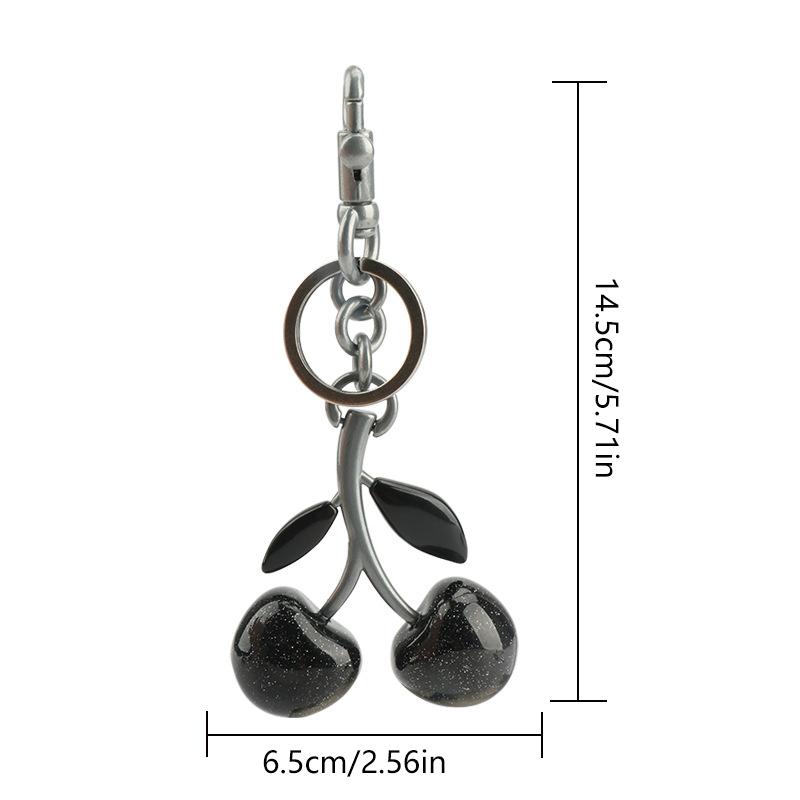 Black Cherry Fruit Charm Car Keychain Pendant Decoration Handbag Shoulder Bag Hanging Ornament Keyring  Accessories Gifts