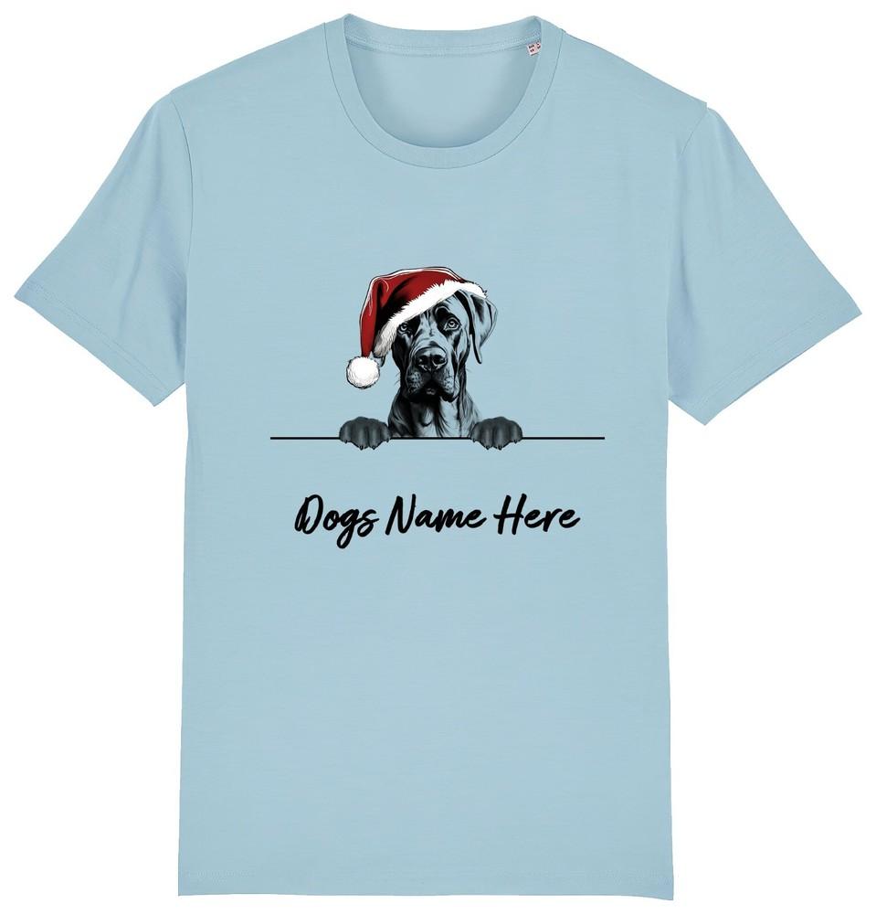 GREAT DANE Personalised Christmas Dog T-Shirt Mens Womens Kids Dogs Name Gift