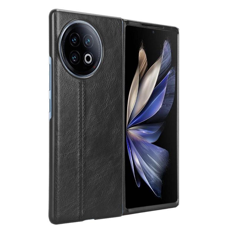 Luxury PU Leather +PC Cow Pattern Texture Phone Back Case Cover for vivo X Fold 2