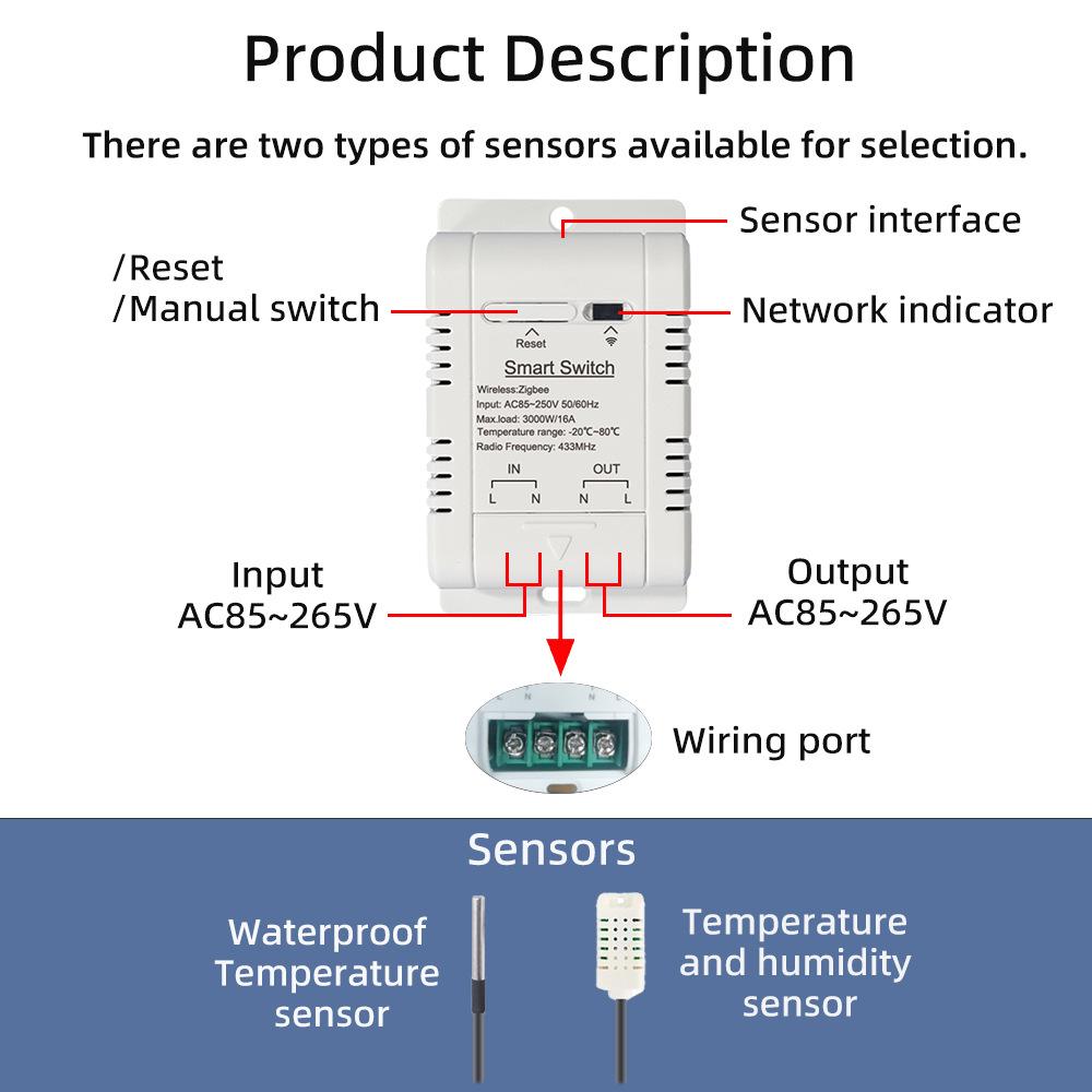 Smart Zigbee Temperature and Humidity Switch with Alexa/Google Voice Control