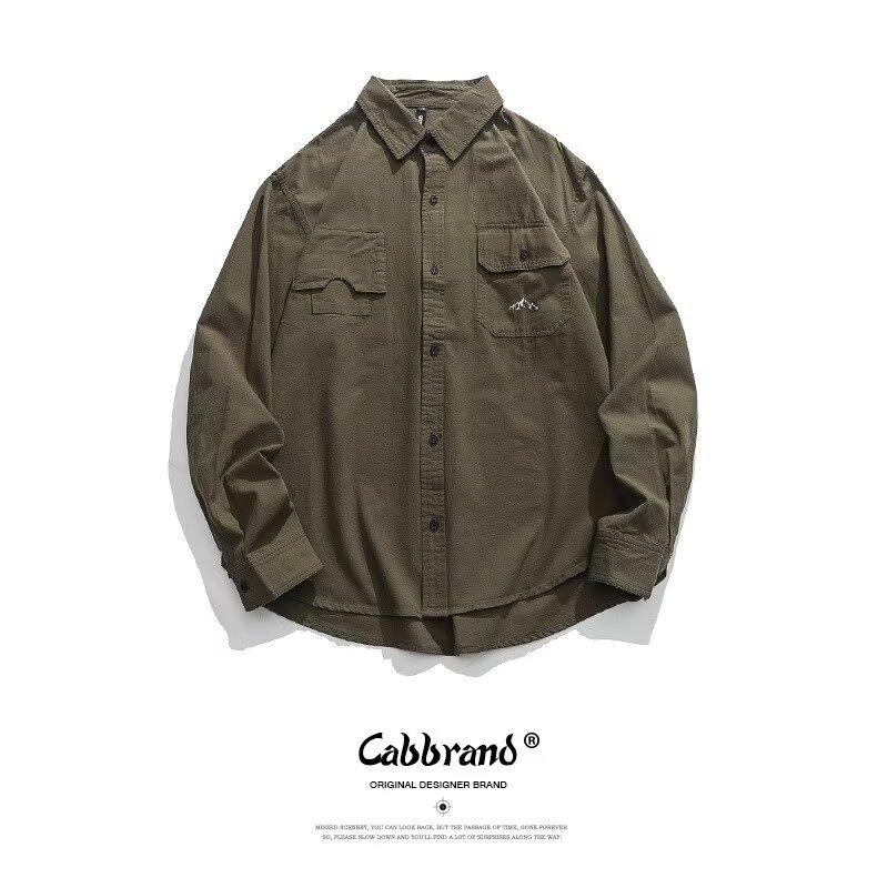 

Рубашка с длинным рукавом с буквенным принтом 2024 года в японском стиле в стиле Гонконга, свободная рубашка для мальчиков, летнее модное универсальное повседневное пальто 2XL зелёный