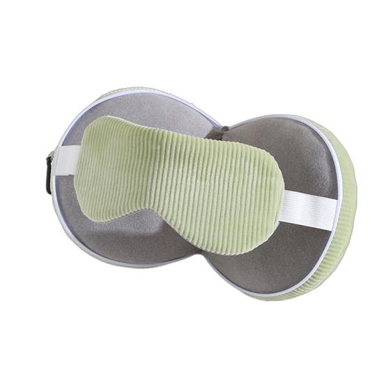 Yousheng Travel Neck Pillow with Eye Mask 2-in-1 Portable Neck Support Pillow Zippered Foldable Pillow with Carabiner for Neck Pain Relief Flights Car