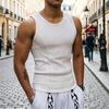 Canotta Estiva da Uomo a Coste Scollo a O Senza Maniche Camicia Traspirante Monocolore Vestibilità Slim Elasticizzata Casual Palestra Sportiva T-shirt