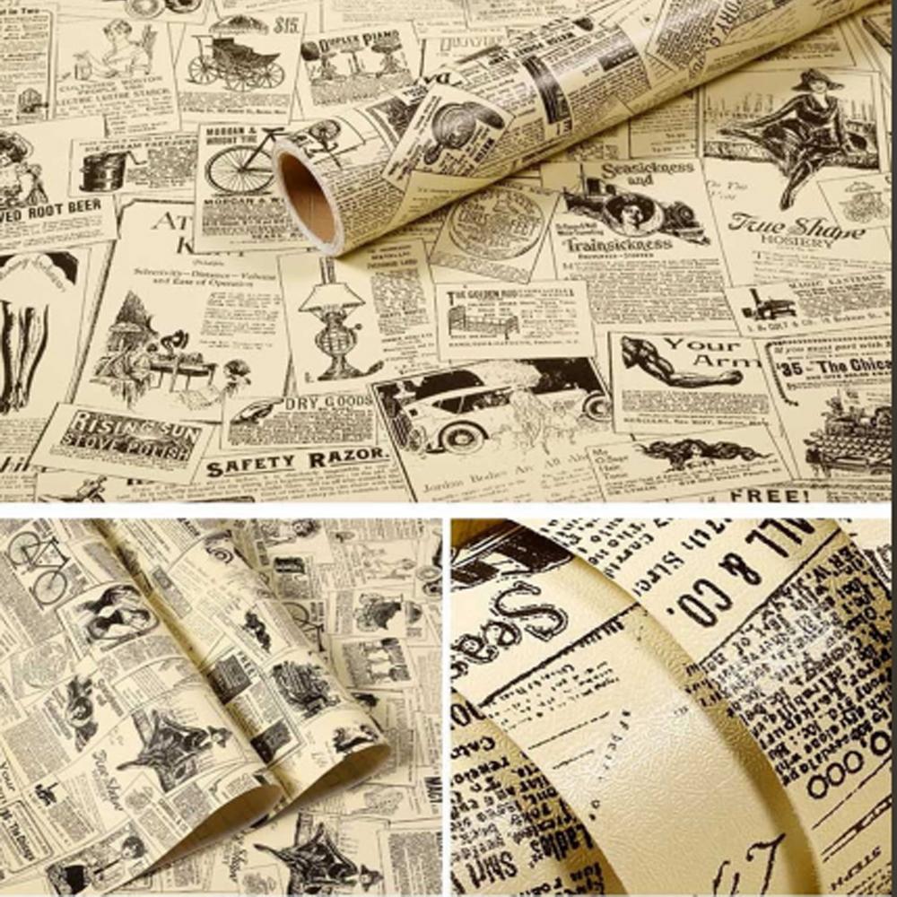 45cm Vintage Self-Adhesive Wallpaper Peel Stick Removable Retro Wall Decor for Bedroom HomeDIY Nostalgic Decoration wall sticker