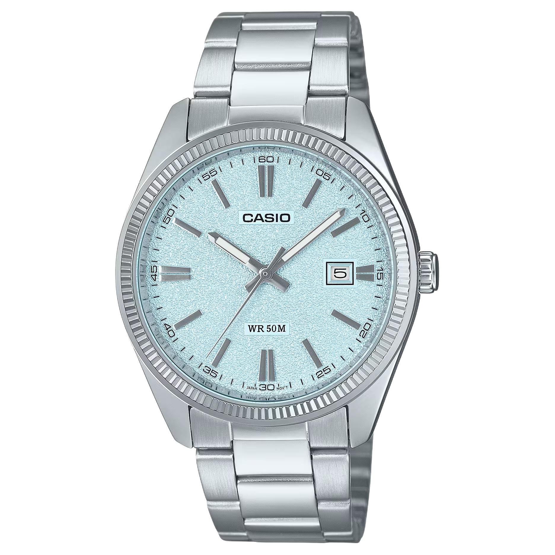 

CASIO G SHOCK 50m Water Resistant Quartz Movement Stainless Steel Strap Watch Men s Watches MTP-1302DA-2A2V Blue Dial