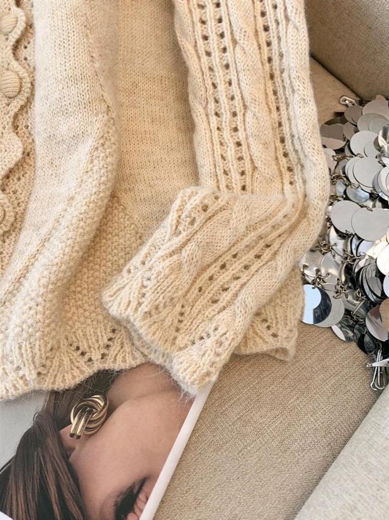 Korean Style Age-Defying Cardigan with 3D Floral Design - Autumn/Winter 2026