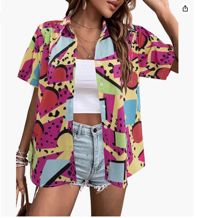 Women's Hawaiian Shirt Casual Short Sleeve Tropical Flower 3D Printed Printed Summer Shirt