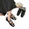 Rhinestone Velvet New Women'S Fashion Versatile Thick Heel Single Shoes Warm Spring Skirt Mary Jane High Heels
