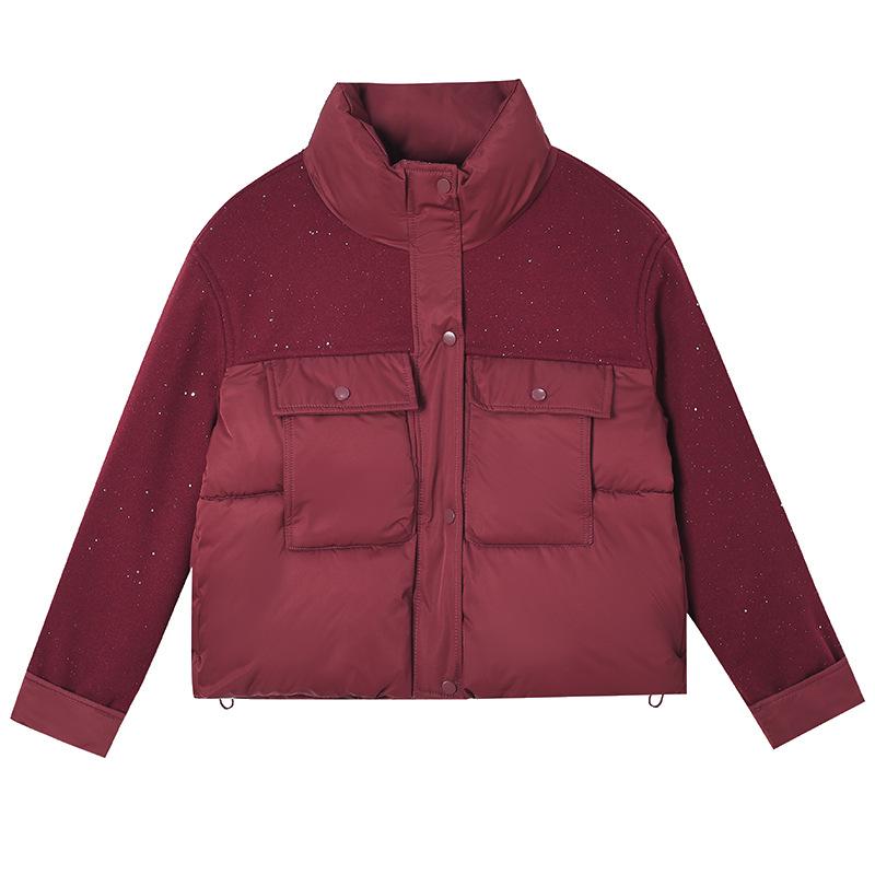 Small foreign style splicing cotton-padded jacket short 2025 winter new fashion cotton-padded jacket small cotton-padded jacket