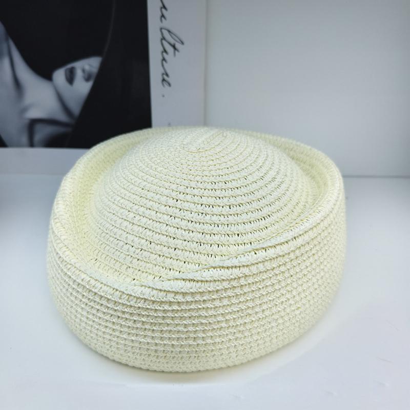Summer Women's Stewardess Cap Beret Paper Straw Sun Hat Outdoor Artistic Painter's Hat Beach Beret