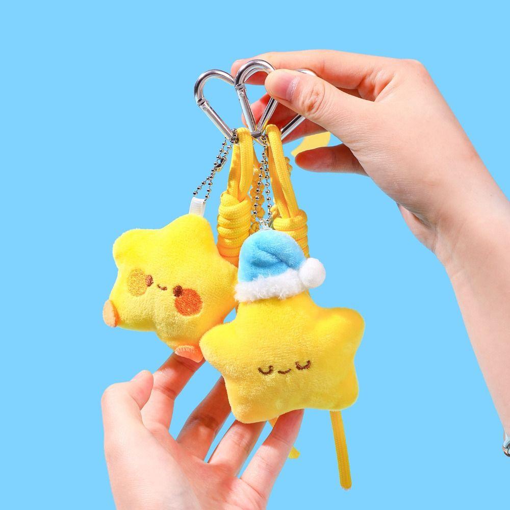 Soft Star Doll Pendant Cartoon Chirping Star Pendant Lovely Plush Star Keychain  Birthday Gift