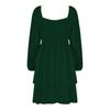 Women's Fashion Off-Shoulder Tie- Pleated Long-Sleeve Fitted -Color Short Dress