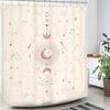 Zodiac Constellation Shower Curtain - Celestial Astrology With Crescent Moon, Galaxy & Tarot Aesthetic, Beige Mystical Design