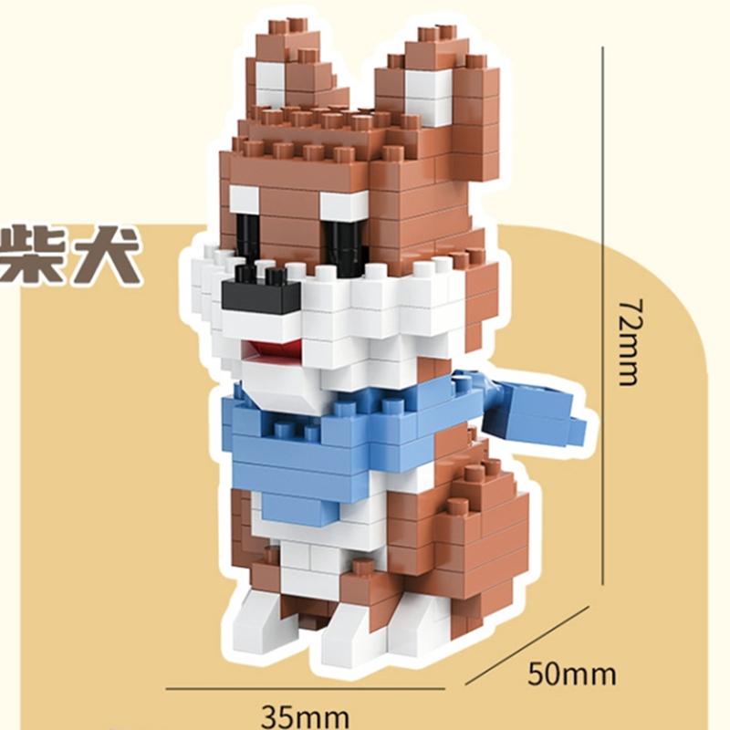 NEW DIY Cute Dog Shiba Inu Fado Husky Teddy Schnauzer Golden Retriever Pets Building Blocks Kit Bricks Model Kids Toy