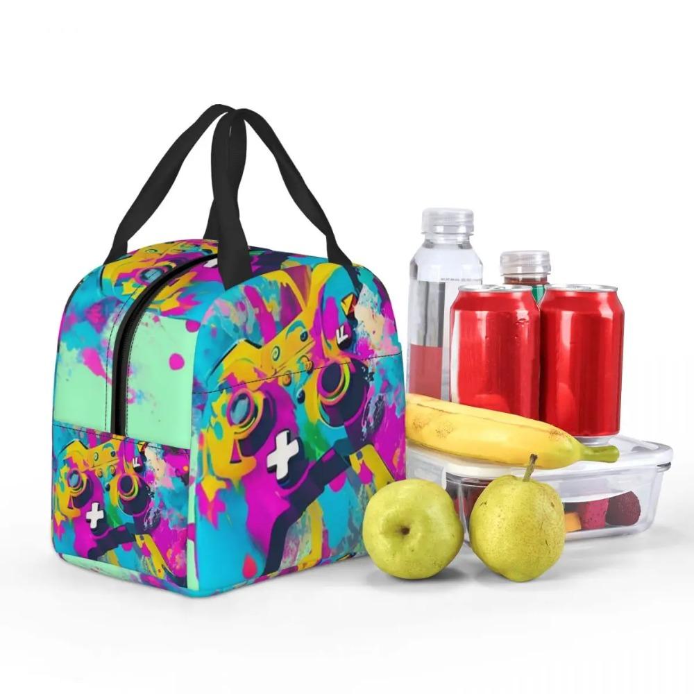Bolsa de Almuerzo Aislada con Graffiti Abstracto de Gamer para Mujeres Niños Cajas de Comida Portátiles Fiambrera Térmica Bolso Tote