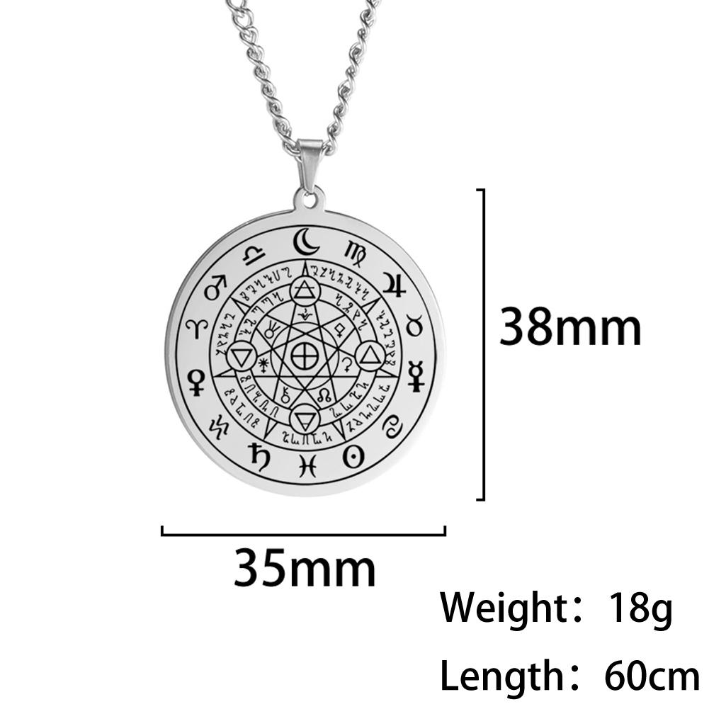 Dawapara Fortune Wheel AGLA INRI Stainless Steel Men Necklace Solomon Wealth Amulet Michael Uriel Raphael Gabriel Archangel Seal