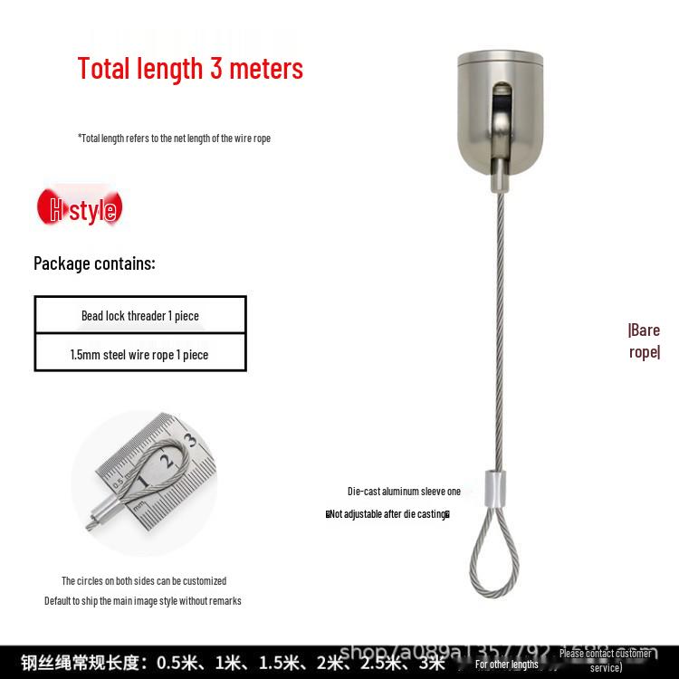 Adjustable Steel Wire Rope Hanger for Lamps, Paintings, and Exhibitions