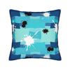 Geometric Shaped Blue Doodles Pillowcase Cushion Cover Geometric Ink Blue Throw Pillow Case Cover Home Zipper 40*40Cm