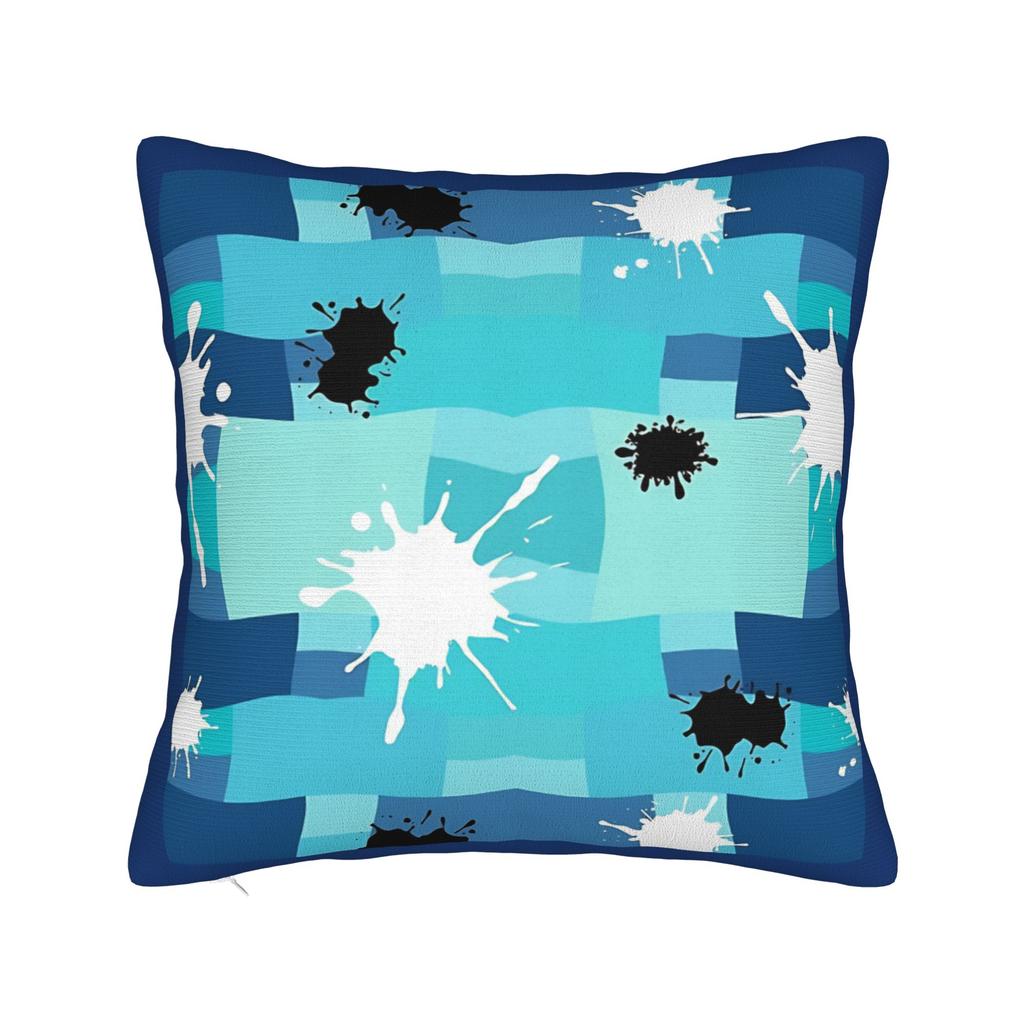 Geometric Shaped Blue Doodles Pillowcase Cushion Cover Geometric Ink Blue Throw Pillow Case Cover Home Zipper 40*40Cm
