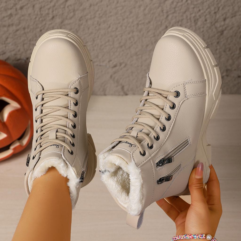 Fashion Women Platform Ankle Boots Faux Suede Zip Shoes Women Snow Boots Warm Fur Plush Winter Platform Ankle Boot Female Botas De Mujer