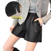 Women's PU Leather High-Waist Bootcut Shorts - 2024 Autumn/Winter Plus Size Fashion