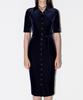 Chaenyuyog Front Open Velvet Dress [Navy]