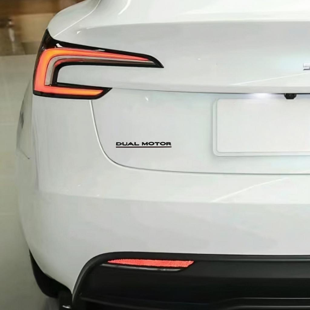 3D ABS Chrome Red Line Black Logo DUAL MOTOR Emblem Letters Car Styling Trunk Badge Sticker for Model3/Y/S/X DUAL MOTOR Accessories
