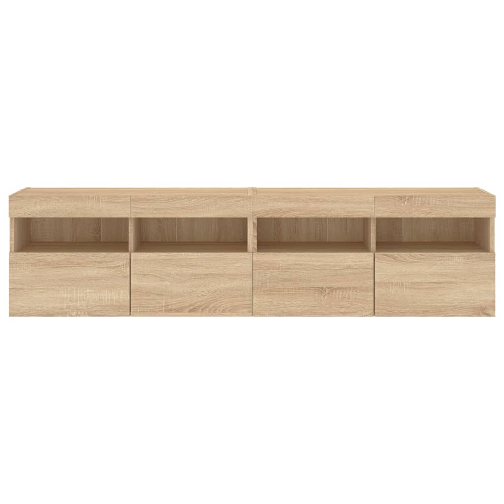 Wall Mounted TV Cabinets with LED Lights 2 pcs Sonoma Oak 80 x 30 x 40 cm