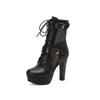 2025 New Lace-up Mesh Summer Boots Women Sexy High Heels Platform Sandals Large Size Women's Custom Boots Female Shoes WSH5054
