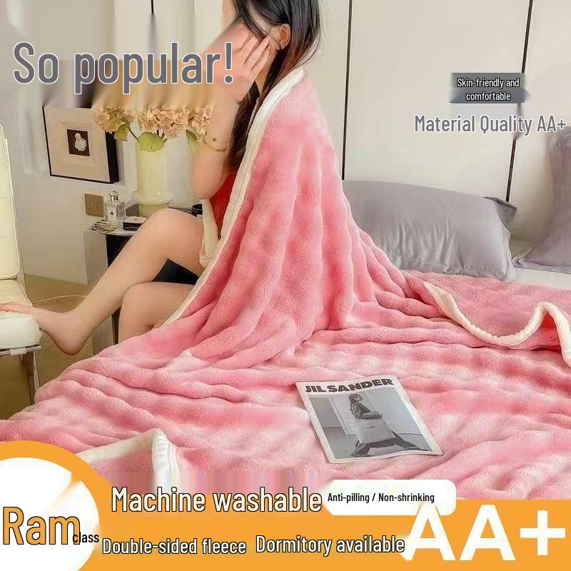 All-Season Coral Fleece Blanket for Office Naps and Sofa