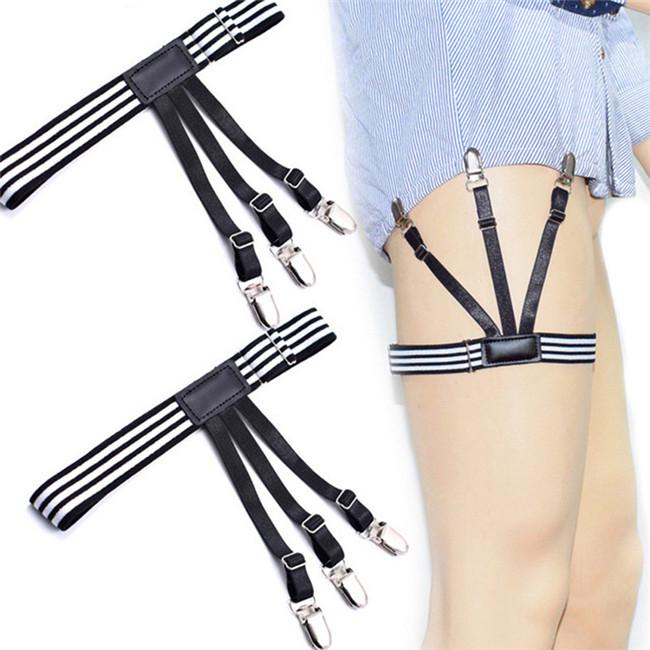 Men Shirt Stays Elastic Leg Garters Locking Thigh Belt Suspend Keep Holder 1Pair