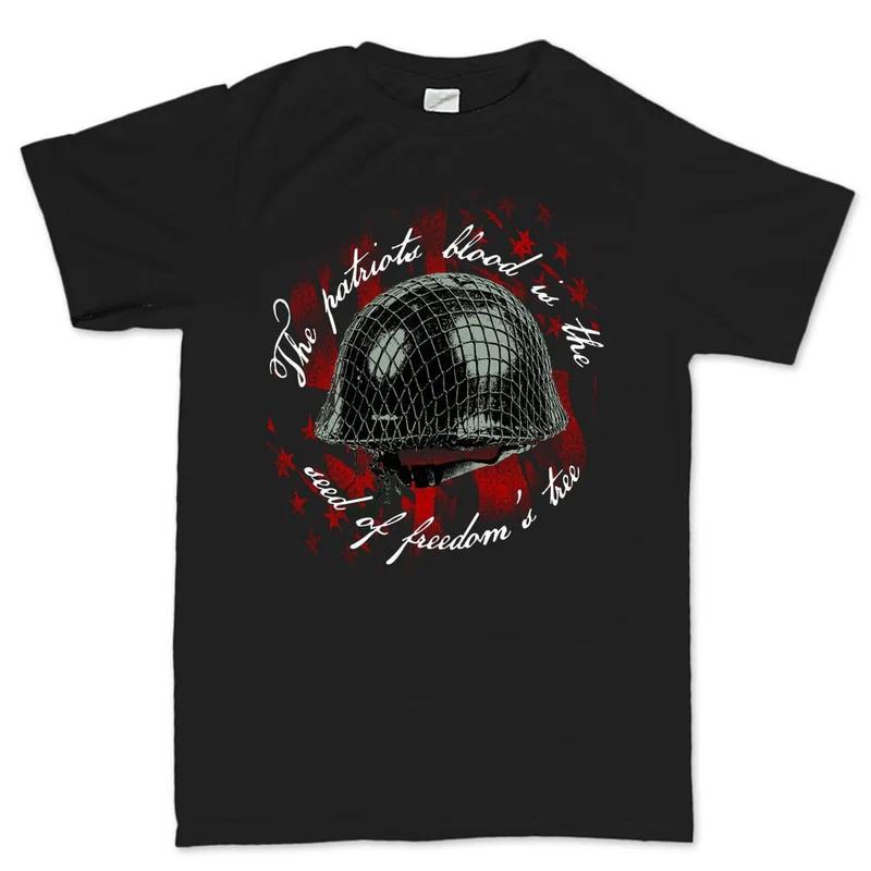 Helmet Cotton TShirt Retro Military Vintage Patriotic Graphic Tee Unisex Fitness Muscle Black S