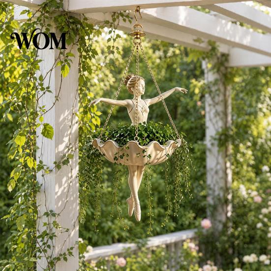 Elegante Vaso de Flores Suspenso Dançarina de Ballet, Lindo Vaso de Plantas Bailarina de Resina, Suporte de Vaso Artístico para Plantas Pendentes Suculentas Plantas-Aranha
