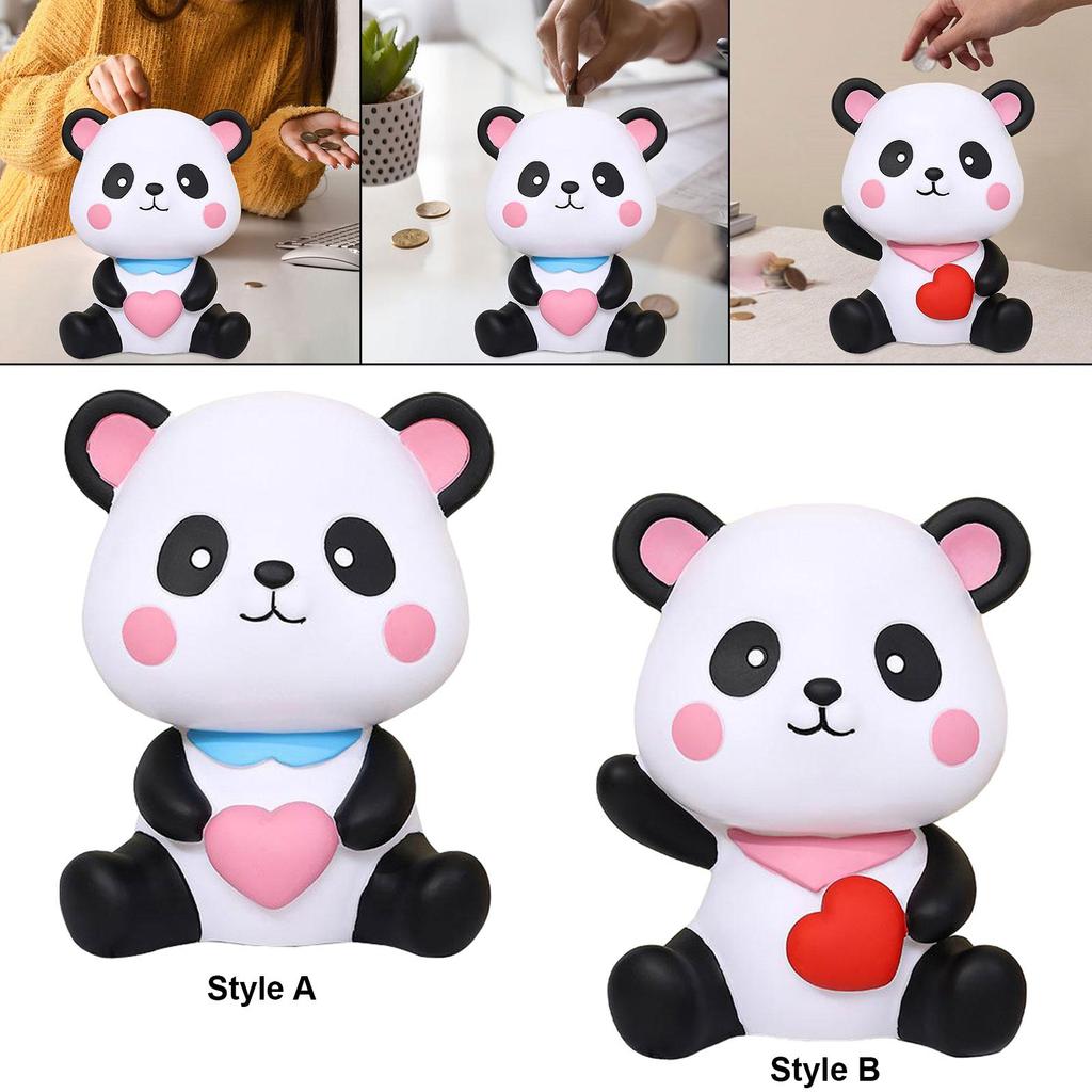 Panda Statue Animal Statue Valentine's Day Ornament Cartoon Lovely Money Bank Saving Money Box for Children Birthday Gift