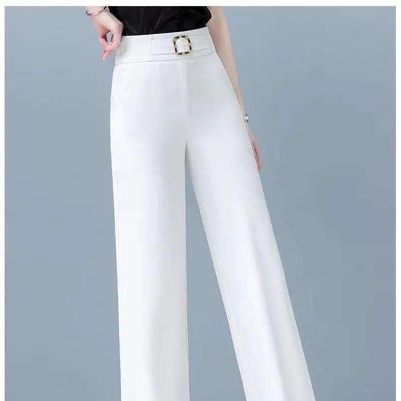 High-Waisted Wide-Leg Summer Pants for Women - Casual, Loose Fit with Elastic Waist