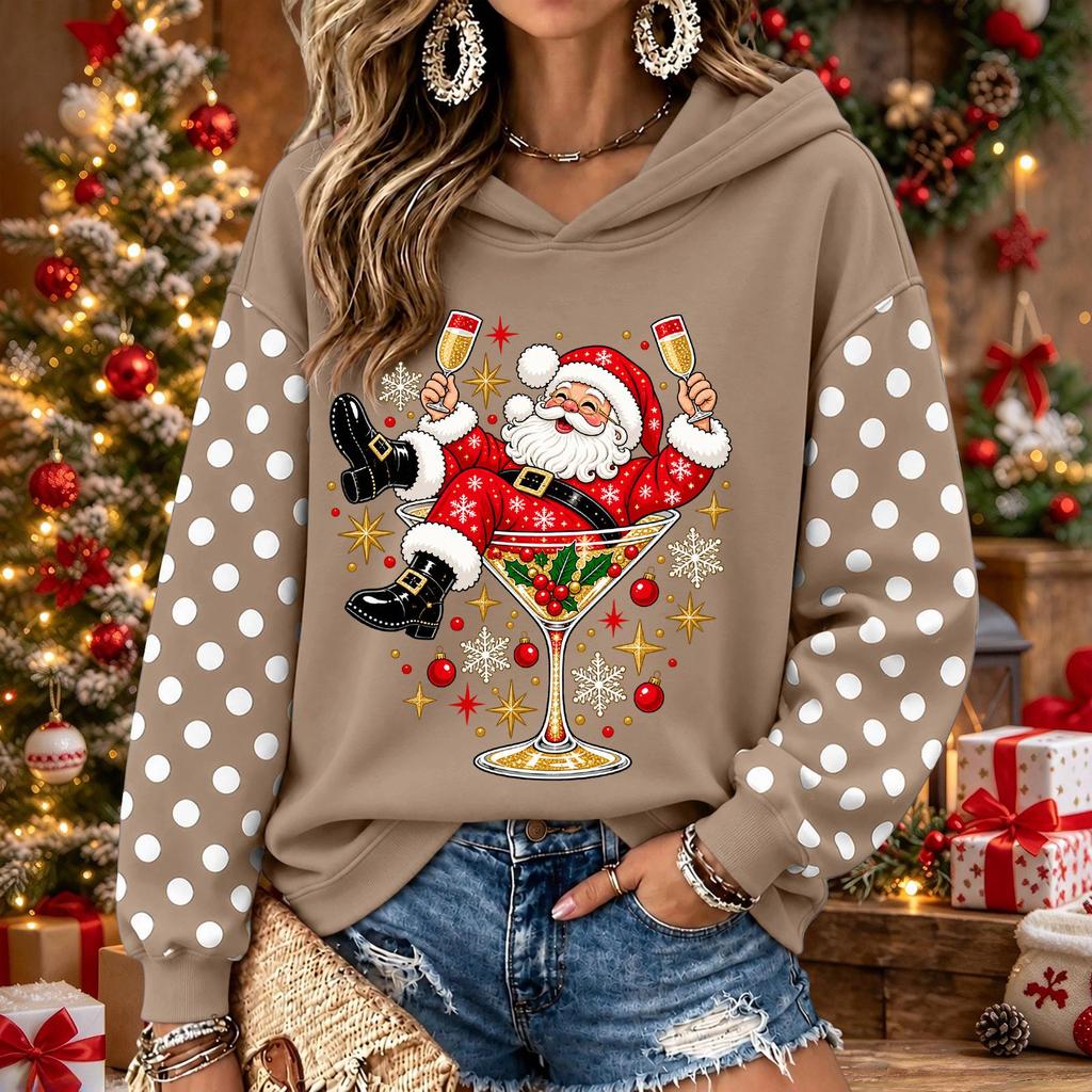 Women's Christmas Print Long Sleeve Top, Casual Comfortable Winter Shirt for Everyday Wear