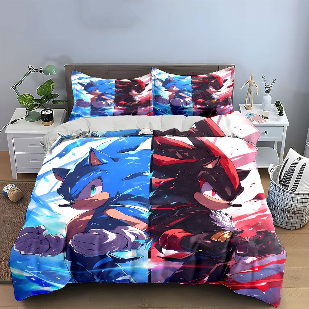 Blue and red hedgehogs. Bedding sets Duvet cover sets Duvet covers Pillowcases(1 * Duvet Cover 2 * Pillowcases without duvet insert)