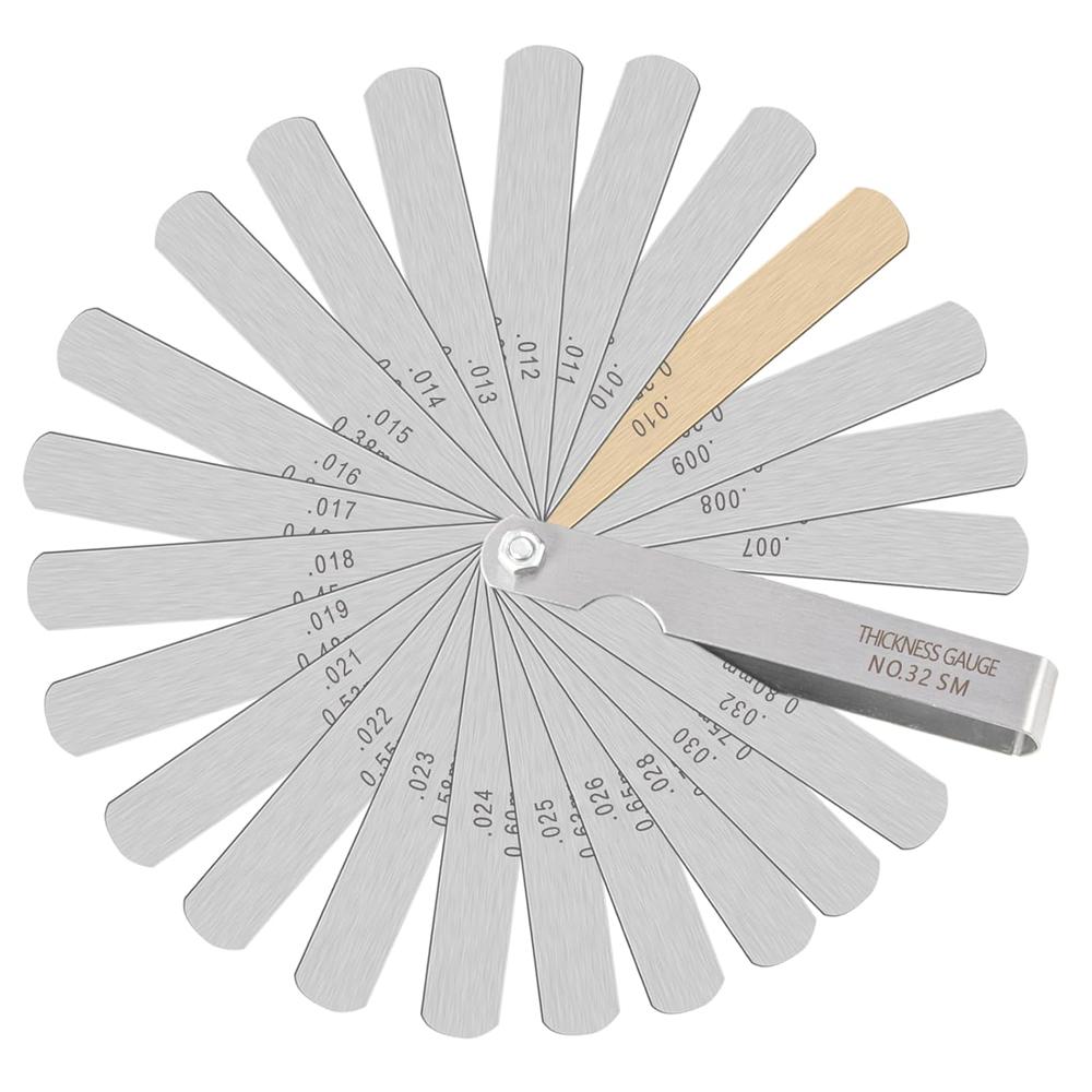 32 Piece Feeler Gauge Portable Durable Various Specifications Arc Stainless Steel Feeler Gauge Gap Gauge Rangefinder