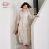 Sino Fu De 100% Mulberry Silk V-Neck A-Line Long Sleeve Dress