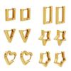 Stainless Steel Earrings Geometric Shapes Triangle/Heart/Rectangle Fade-Resistant Hypoallergenic Nickel-Free Jewelry Earrings