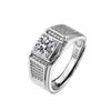 GemChic Men's Ring Exquisite Male Embed Moissanite Inset Zircon Wedding Opening Ring Adjustable Birthday Christmas Jewelry Gift