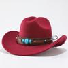 European and American Western Cowboy Hat Big Edge Wool Hat Riding Hat Top Hat Turquoise Accessories