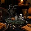 Sun Resistant Gothic Decor Halloween Garden Ornaments, Spooky Cemetery with Resin Skulls Dead Trees Props Pumpkin Raven for Indoor Outdoor Horror