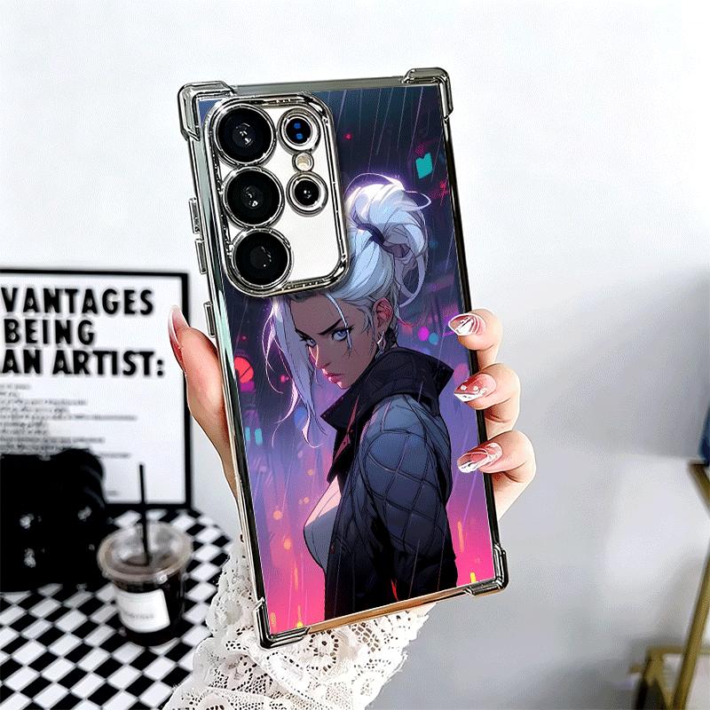 V-Valorant Jett Soft Phone Case For Samsung Galaxy S26 Ultra S25 Edge S24 FE S23 Plus S22 S21 + S20 Plating Anti-Fall Fundas Samsung S24 FE